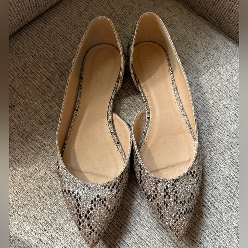 Jcrew Sparkle Snake Print Flats